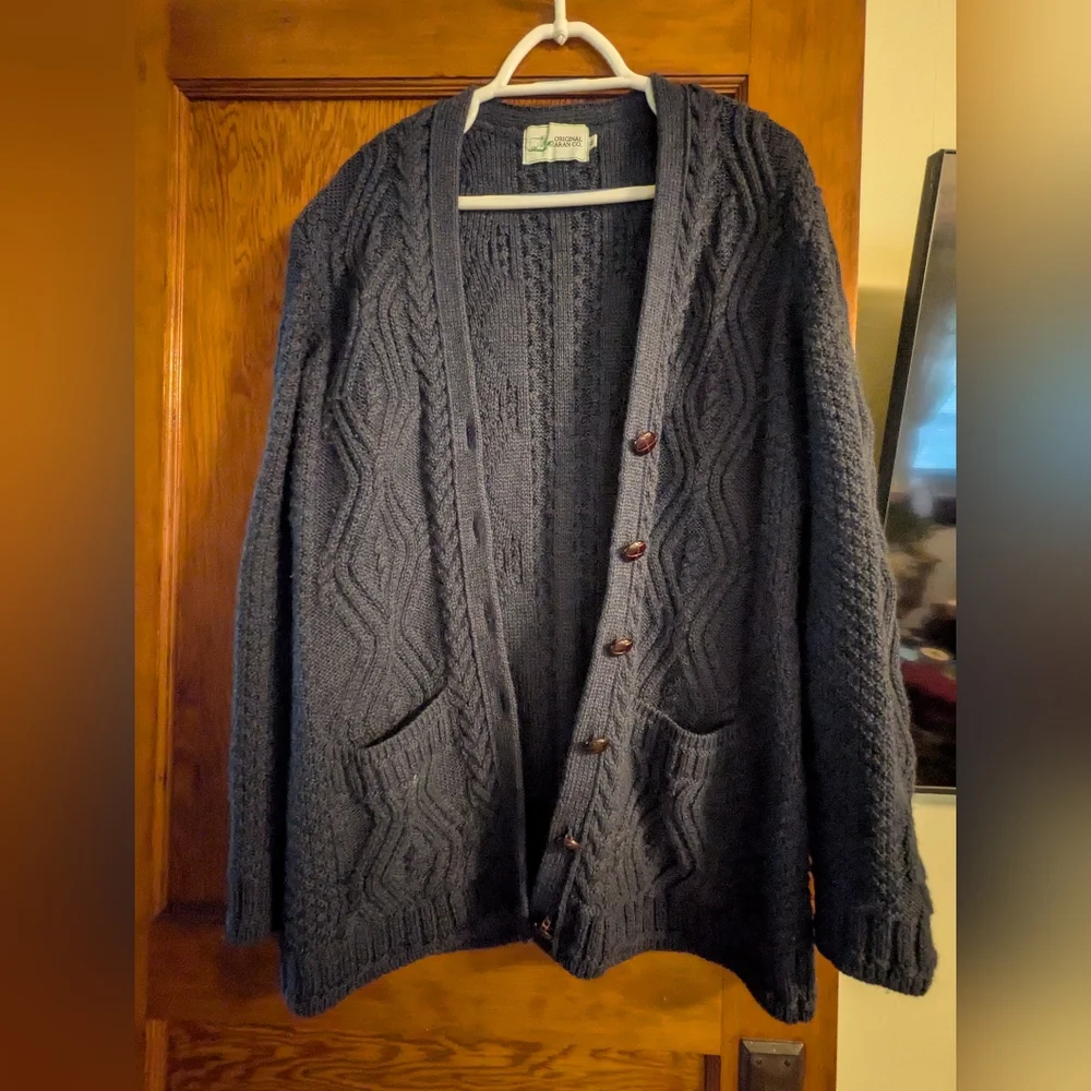 Original Aran Co. Cable Knit Cardigan Wool Sweater - Picture 1 of 10